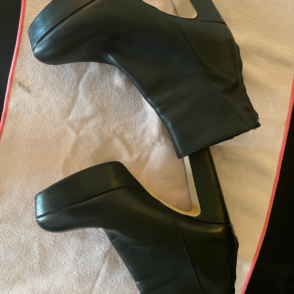 Zara Basic Collection Black Platform Leather High… - image 2